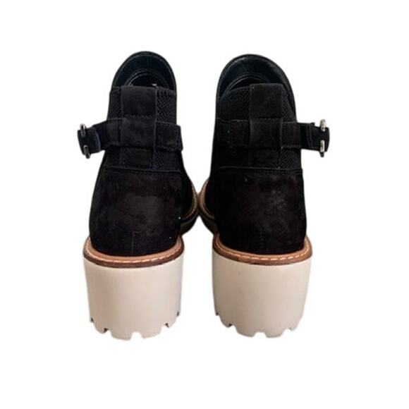 GB-Chunky Fashion Bootie-Slip On Ankle Boots-Black-Suede-Womens-Size 6.5 - Picture 3 of 8